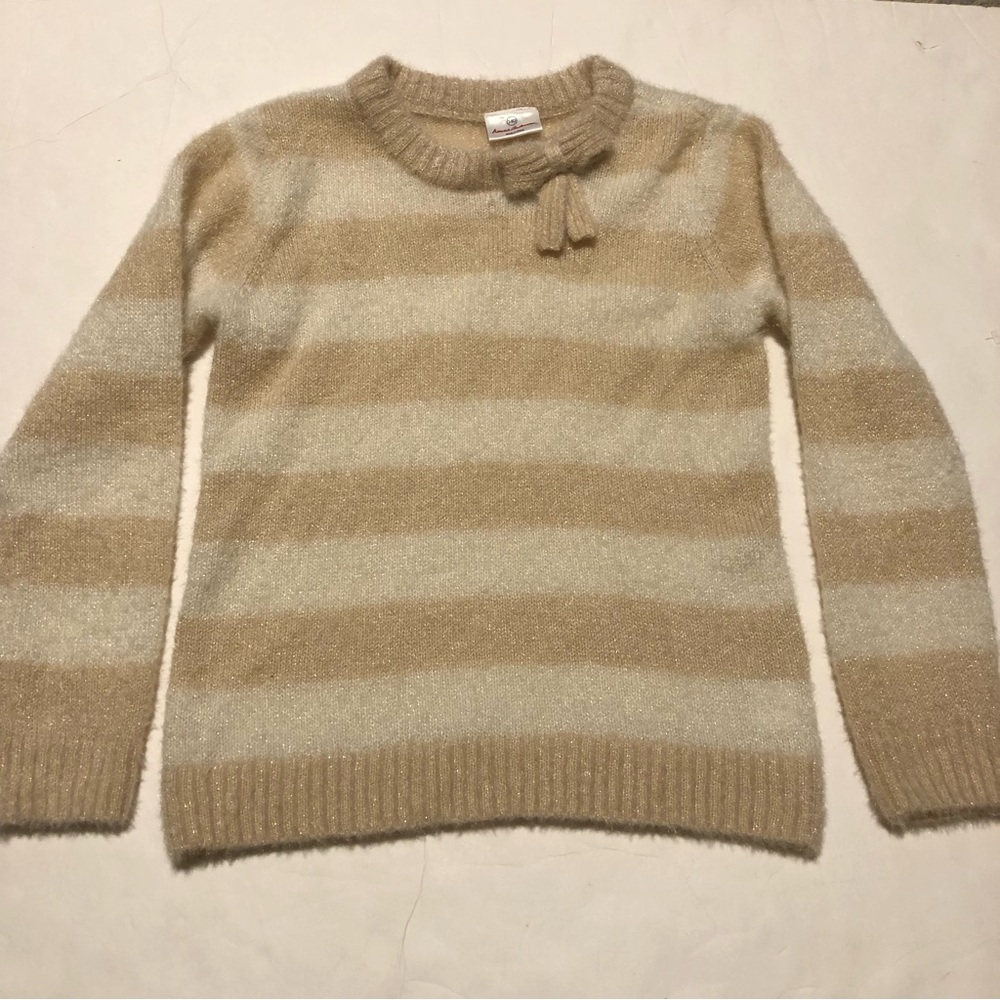 Hanna Andersson Long Sleeve Fluffy Soft Stripe Sweater Metallic Thread Size 10